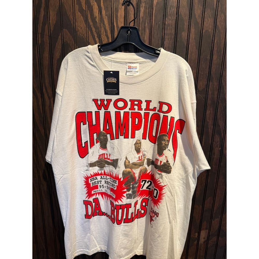 Vintage Hanes Chicago Bulls World Champions T-Shirt Jordan Pippen Rodman XL